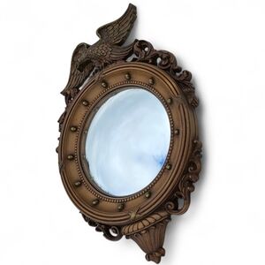 Vintage Syroco Mirror American Eagle Federal Porthole Convex #4007 MCM 21x15"